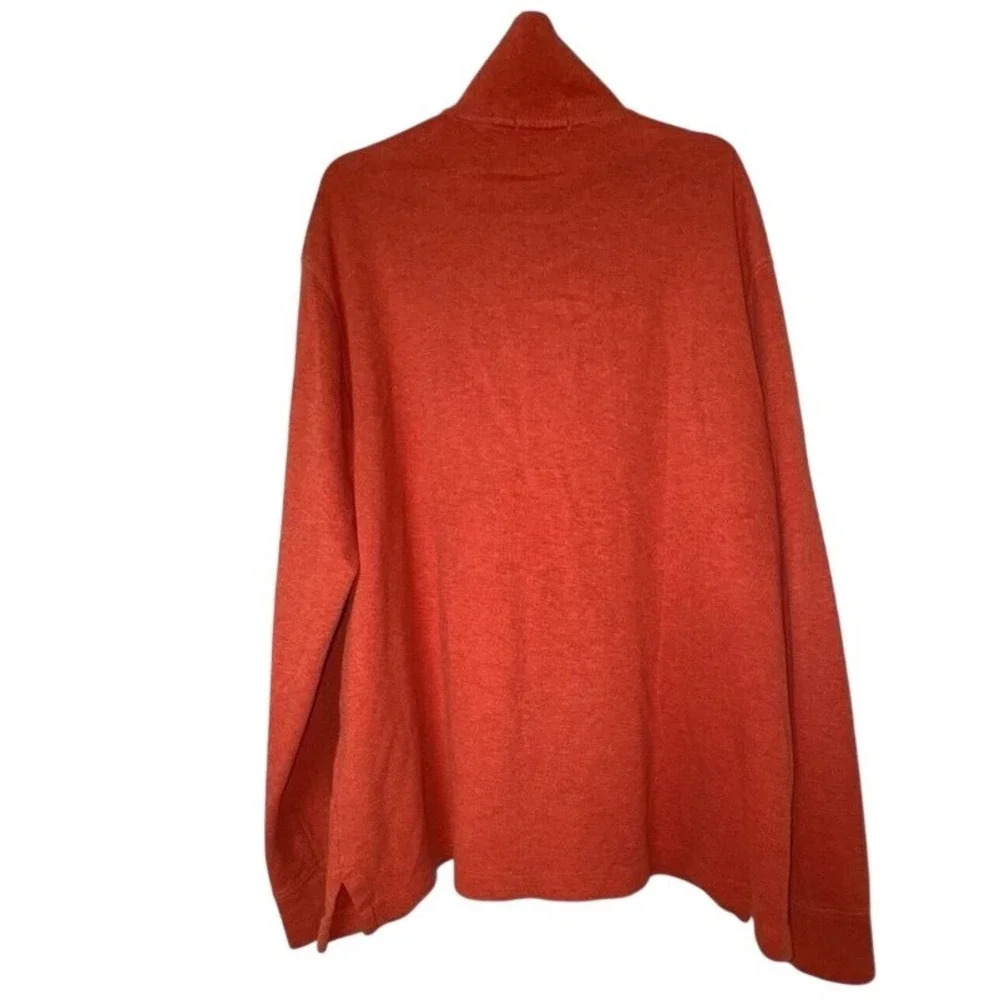 Polo Ralph Lauren Sweater Men XL Orange Long Sleeve Pullover 1/4 Zipper‎ Cotton